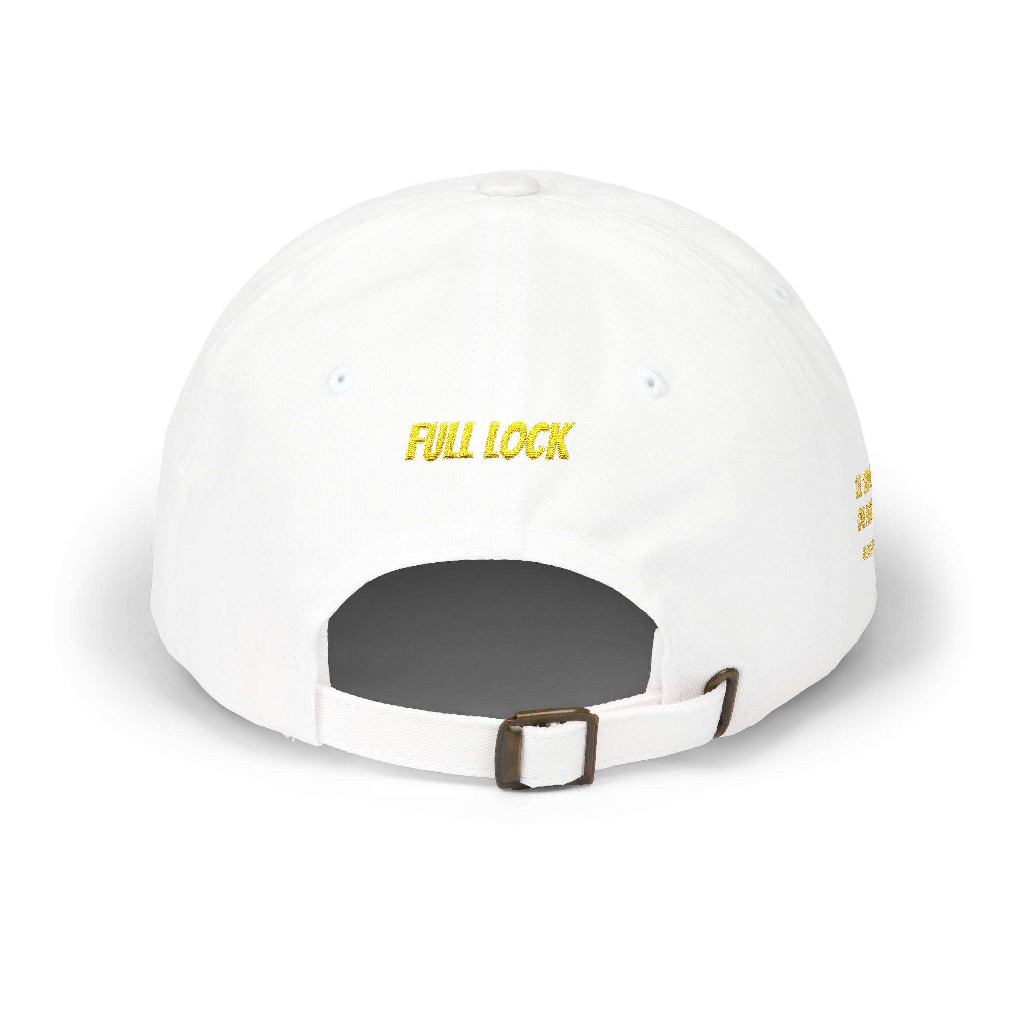 Dad Cap — ‘Full Lock’ Embroidered White Baseball Hat