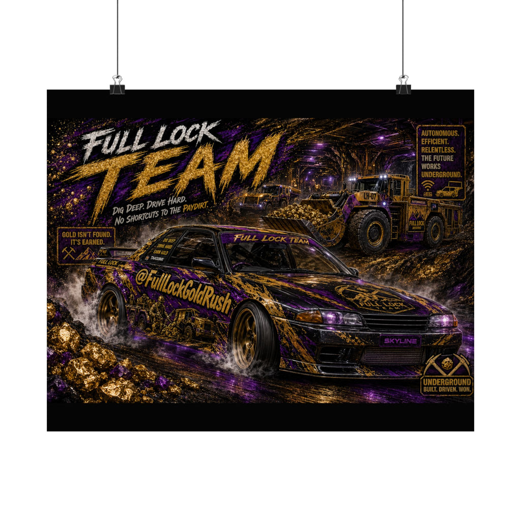 Full Lock Team Racing Satin Poster — Underground Drift Car Graphic (210gsm)