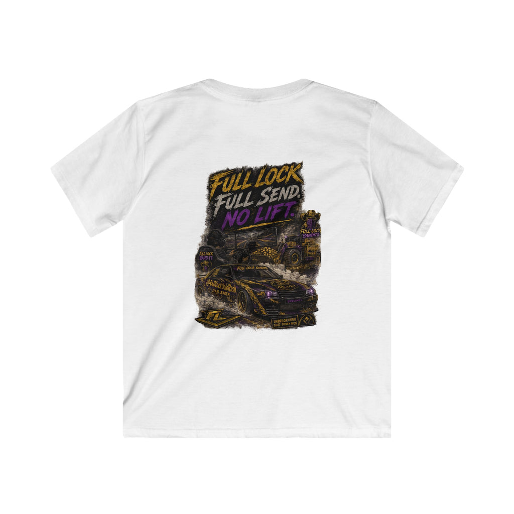 FLB Kids Team Shirt — “Full Lock Full Send No Life” Drift Car Graphic Shirt