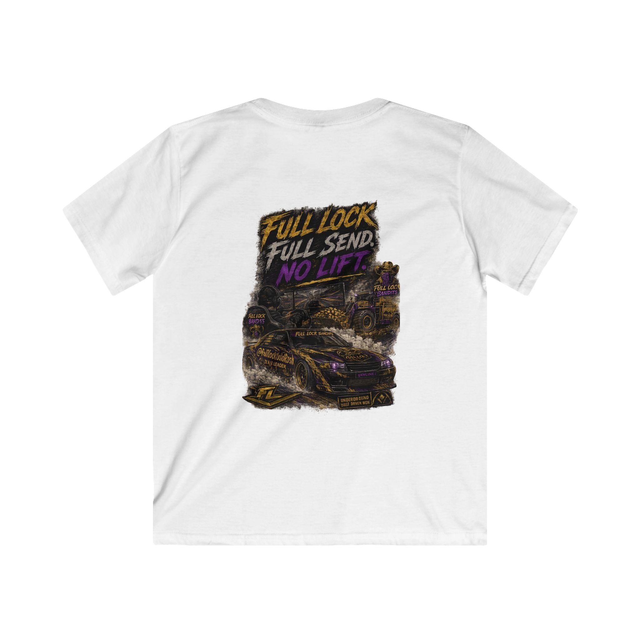 FLB Kids Team Shirt — “Full Lock Full Send No Life” Drift Car Graphic Shirt