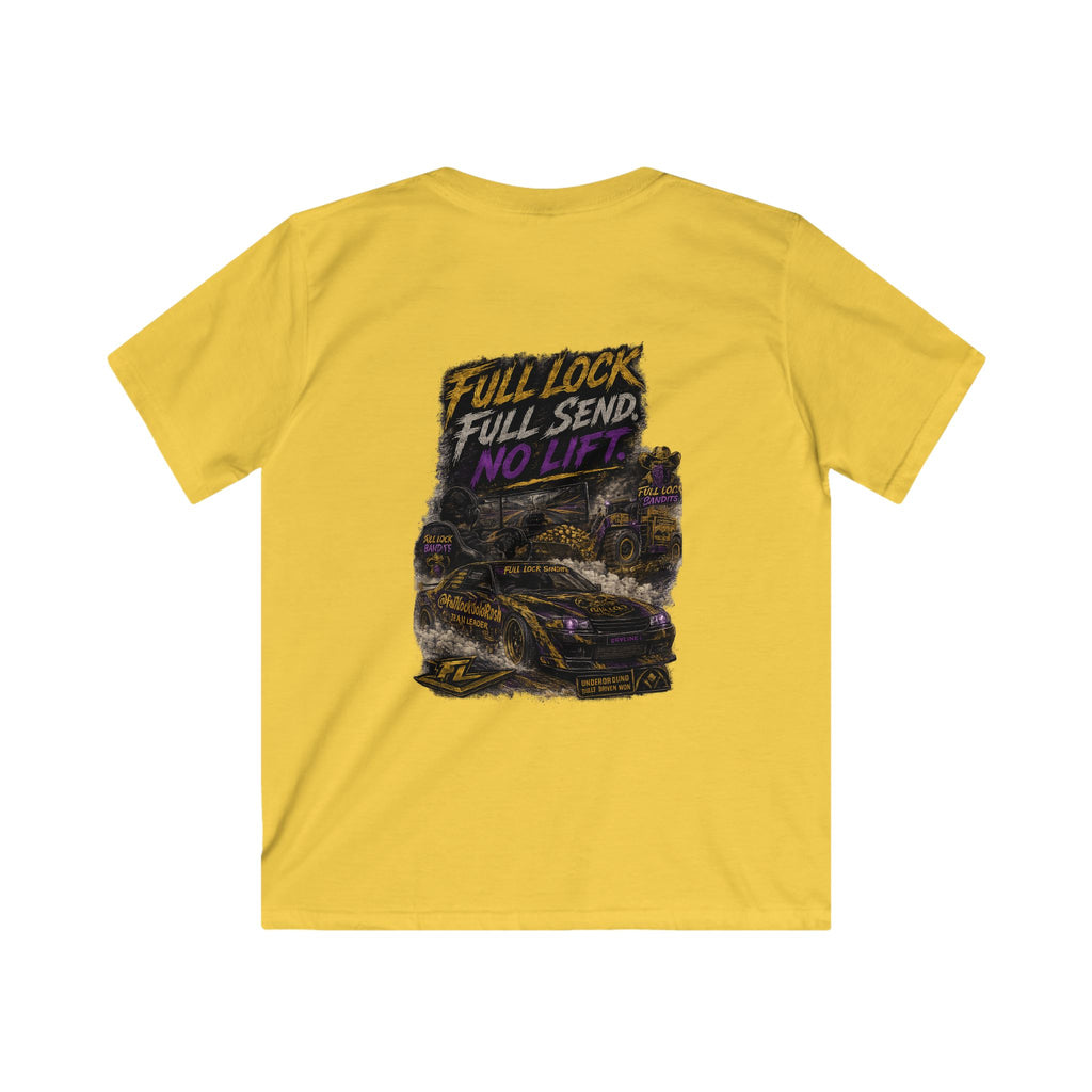 FLB Kids Team Shirt — “Full Lock Full Send No Life” Drift Car Graphic Shirt
