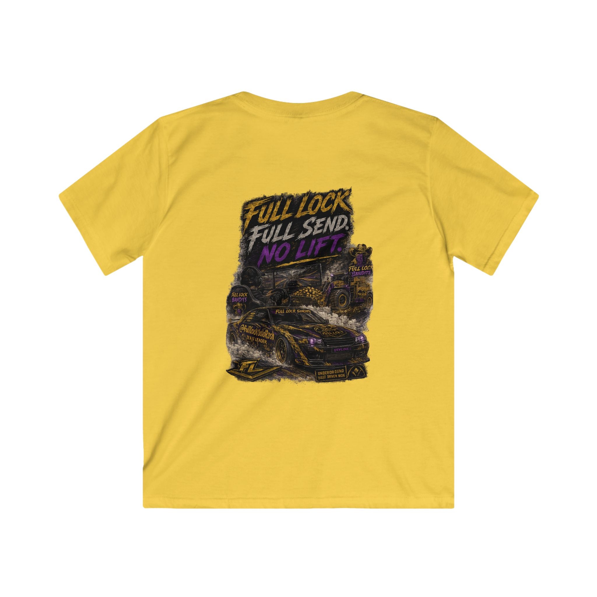 FLB Kids Team Shirt — “Full Lock Full Send No Life” Drift Car Graphic Shirt