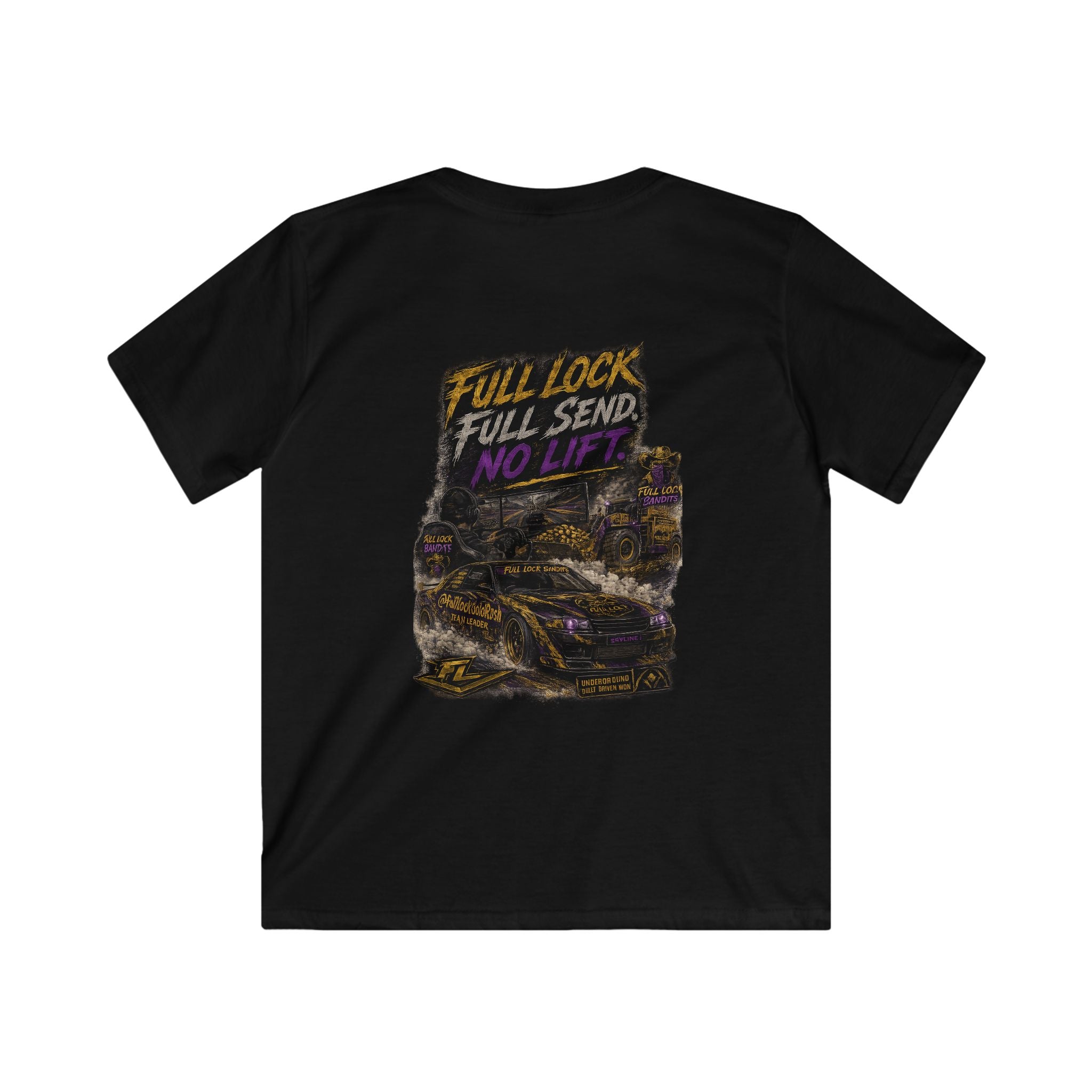 FLB Kids Team Shirt — “Full Lock Full Send No Life” Drift Car Graphic Shirt