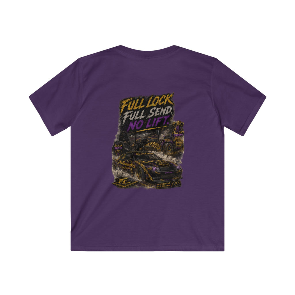 FLB Kids Team Shirt — “Full Lock Full Send No Life” Drift Car Graphic Shirt