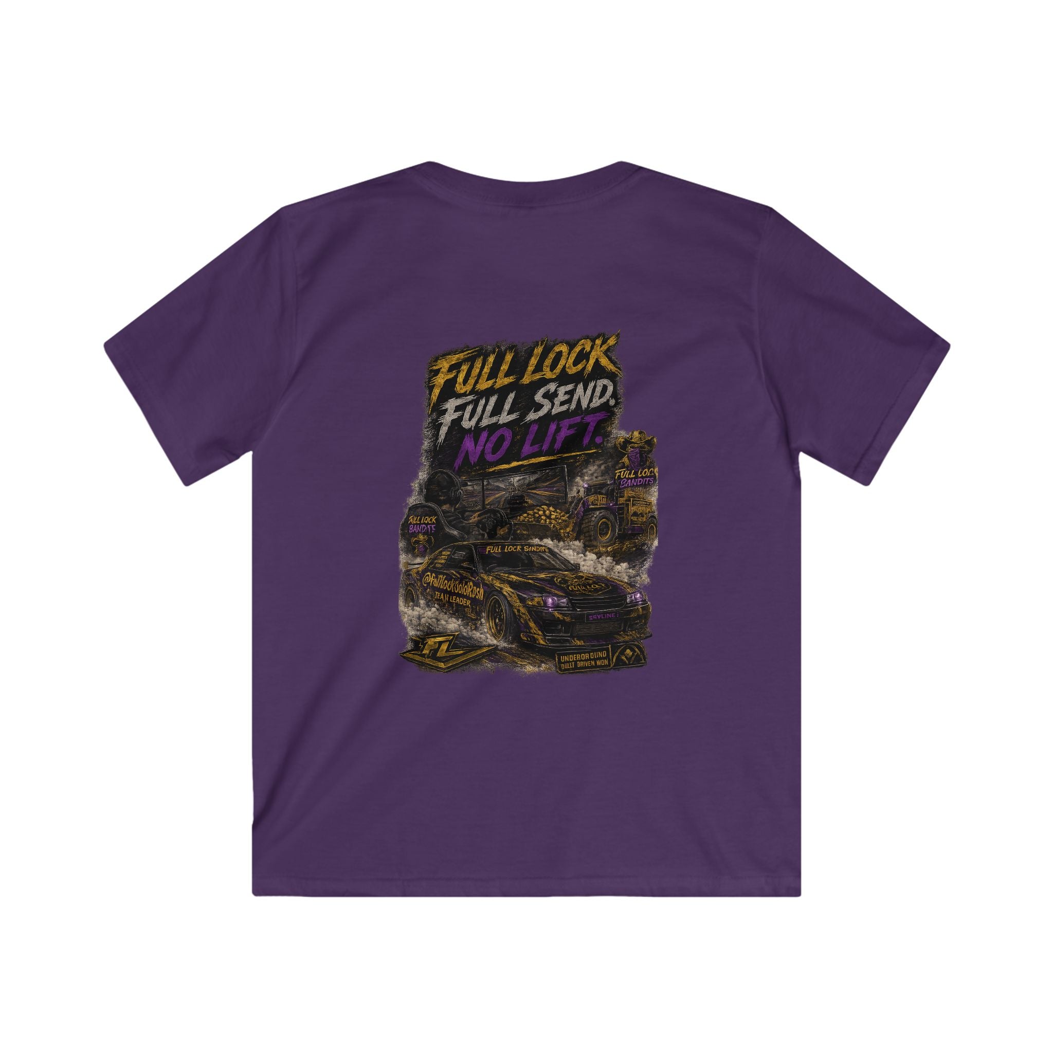 FLB Kids Team Shirt — “Full Lock Full Send No Life” Drift Car Graphic Shirt