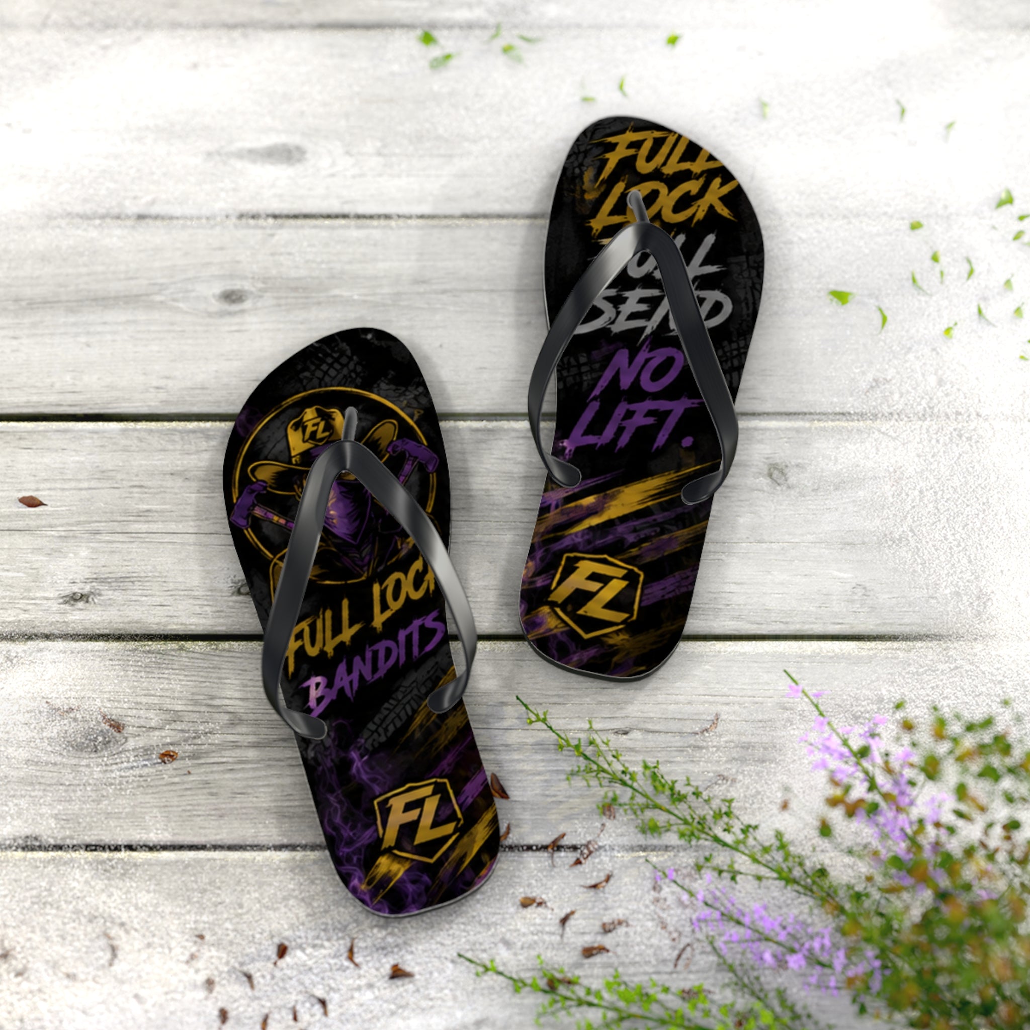 Full Lock Bandits Flip Flops — "Full Lock, No Lift" Gaming Sandals
