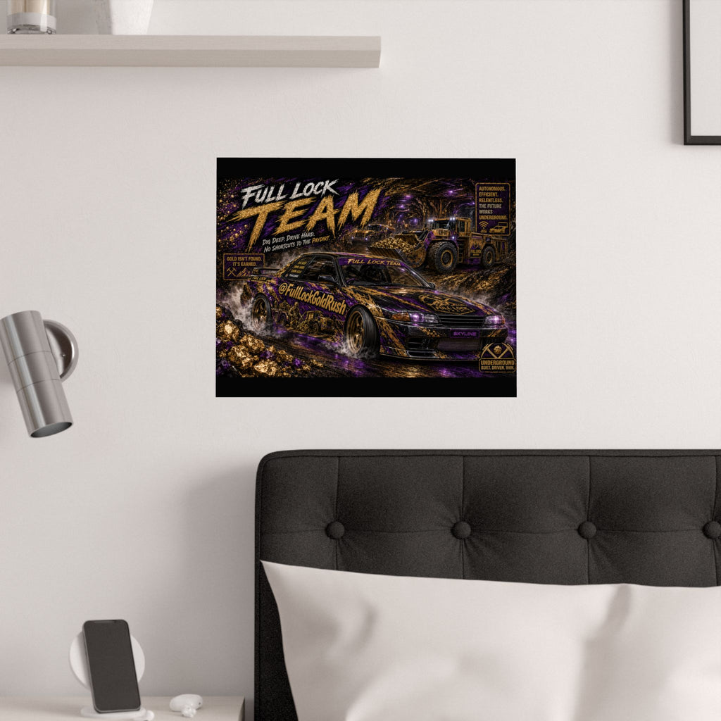 Full Lock Team Racing Satin Poster — Underground Drift Car Graphic (210gsm)