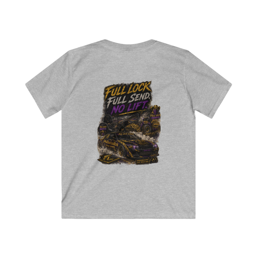 FLB Kids Team Shirt — “Full Lock Full Send No Life” Drift Car Graphic Shirt