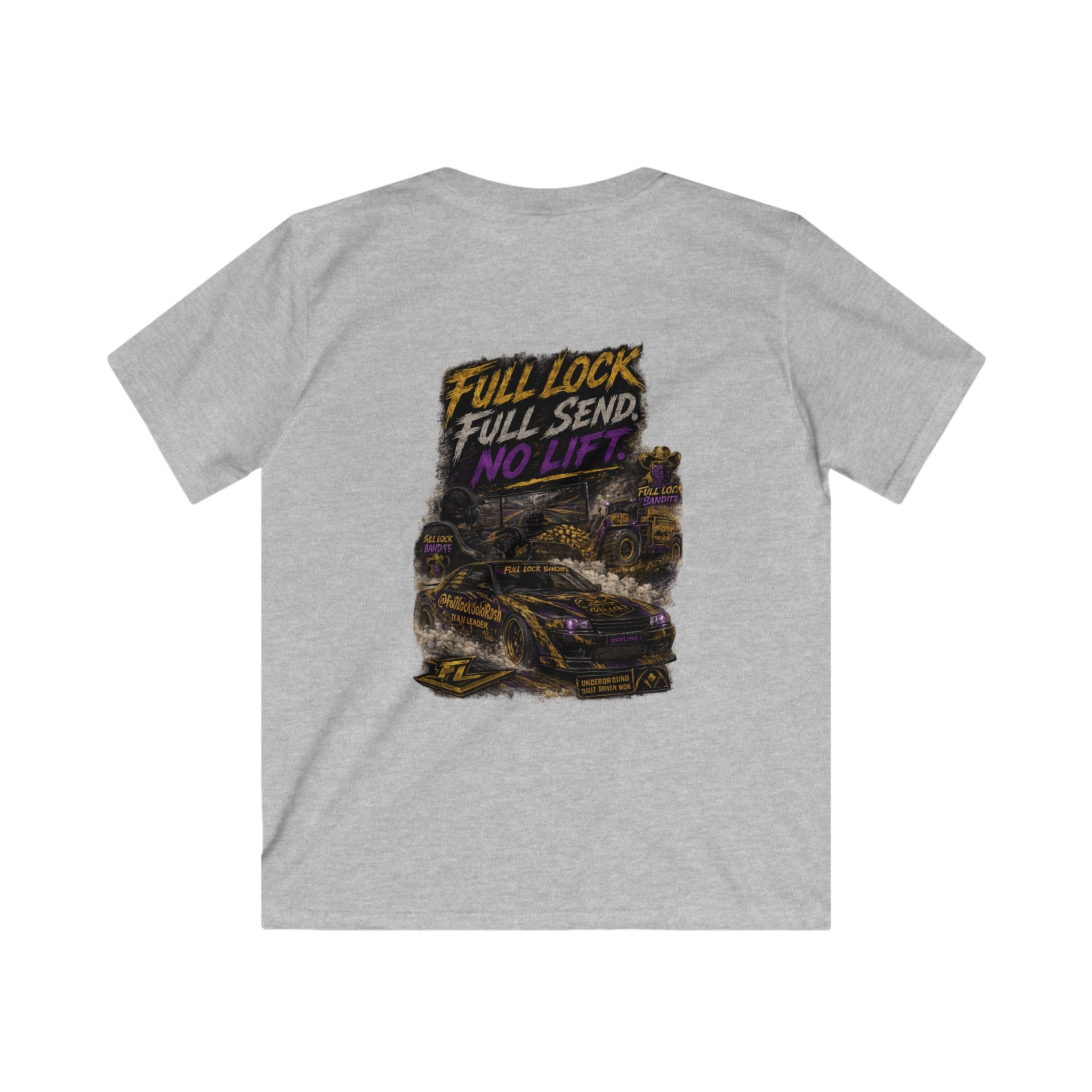 FLB Kids Team Shirt — “Full Lock Full Send No Life” Drift Car Graphic Shirt