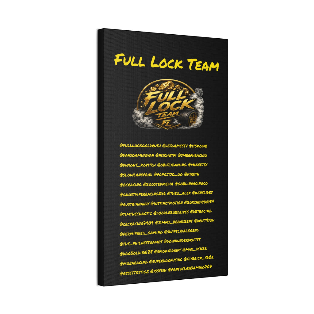 Full Lock Team Canvas Print — Yellow Racing Logo & Gamer Tag Wall Art