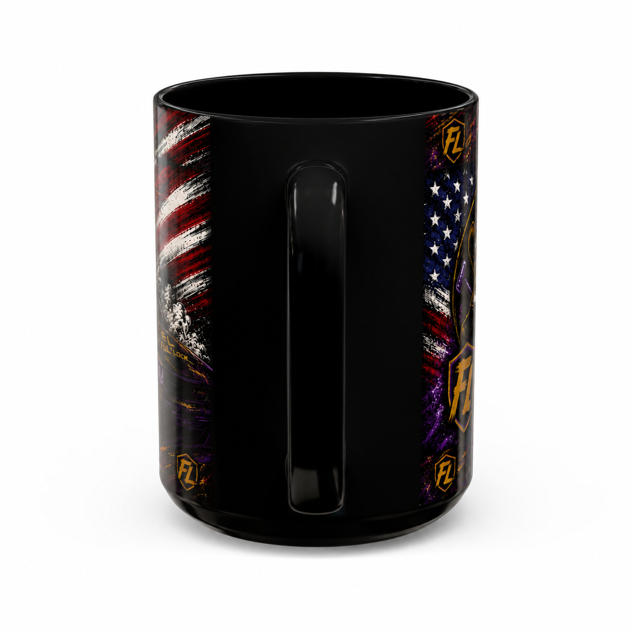 Full Lock Bandits 4th of July Drift Mug – Patriotic Muscle Car Coffee Cup | Full Send No Lift Racing Mug | Black Ceramic Drift Culture Mug