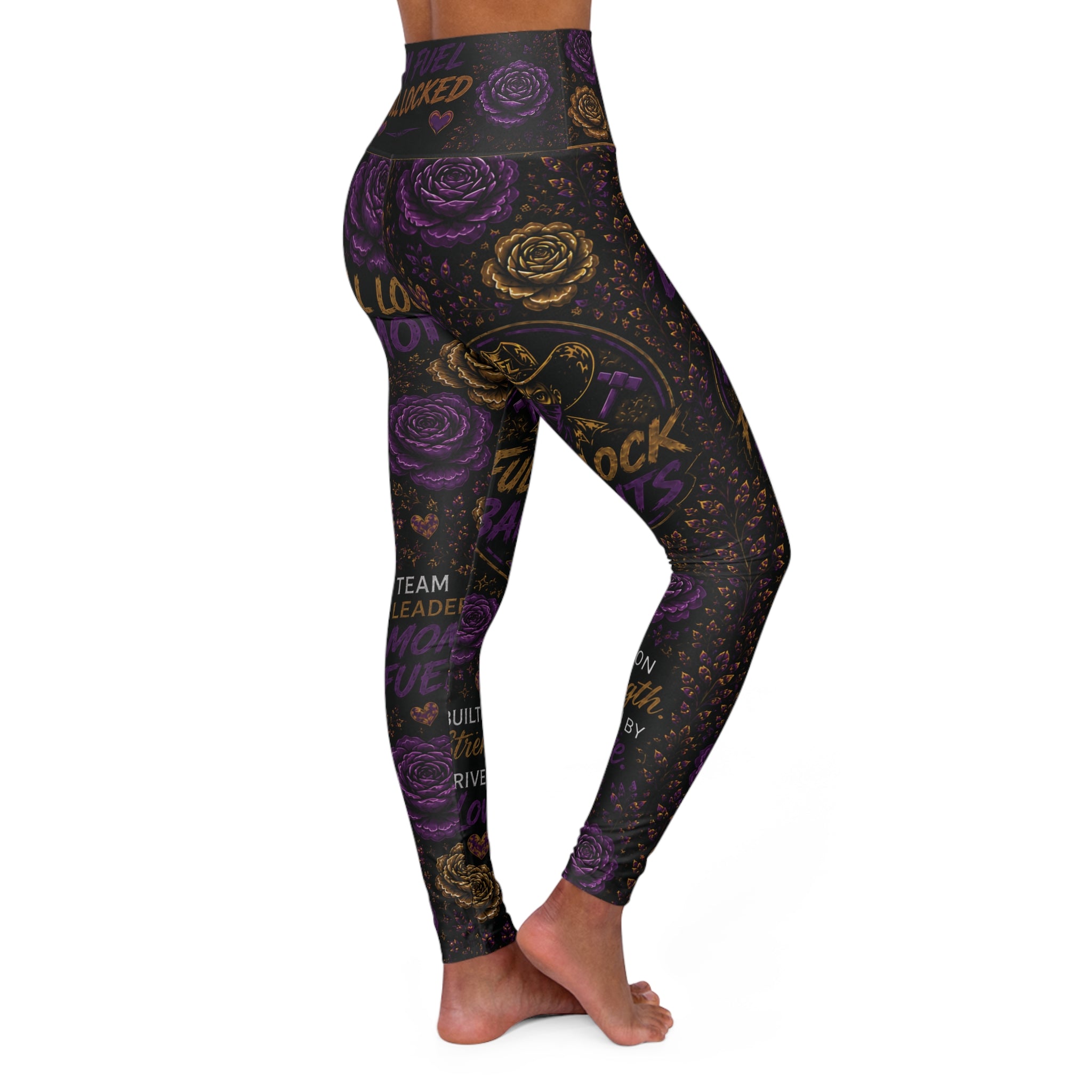 High-Waisted “Full Lock Mom” Yoga Leggings — Motivational Mom Fitness AOP