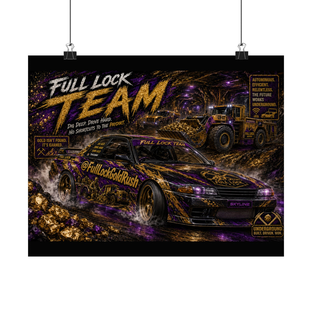 Full Lock Team Racing Satin Poster — Underground Drift Car Graphic (210gsm)
