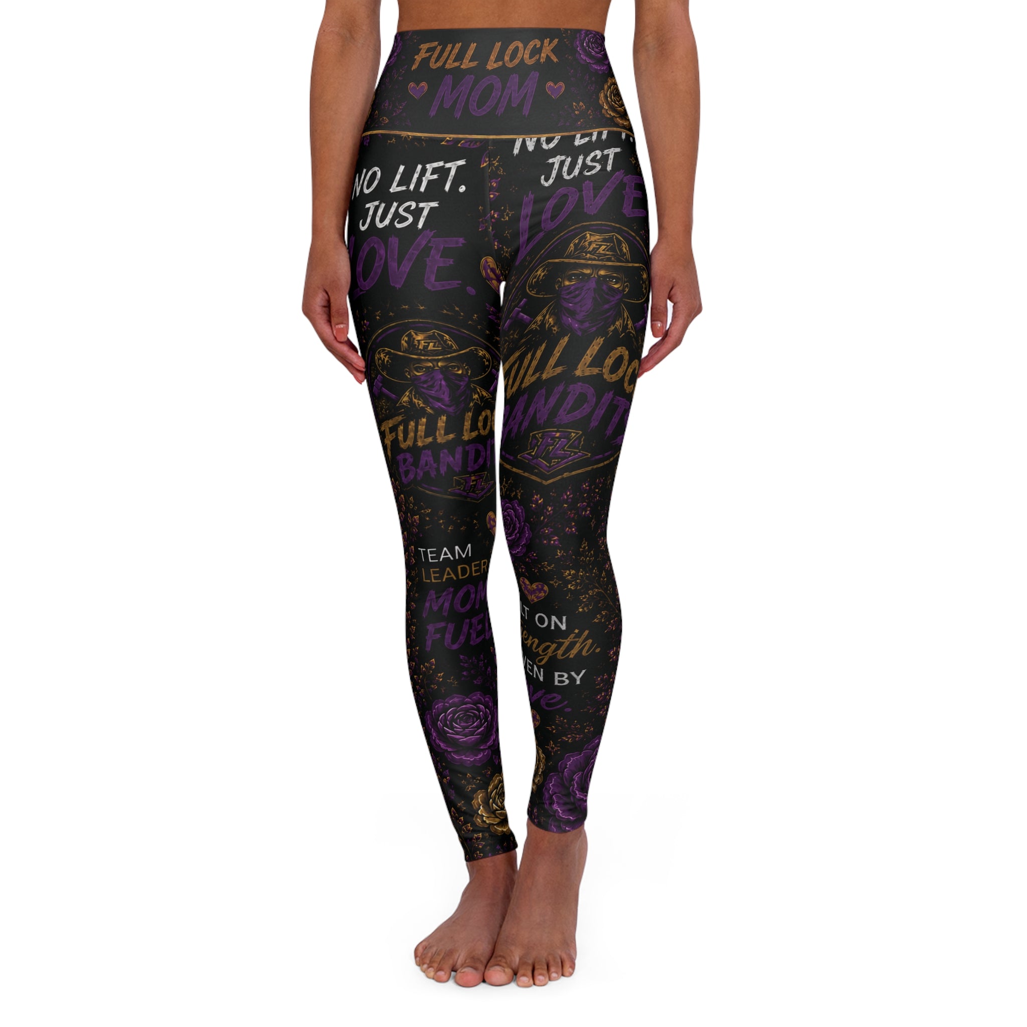 High-Waisted “Full Lock Mom” Yoga Leggings — Motivational Mom Fitness AOP