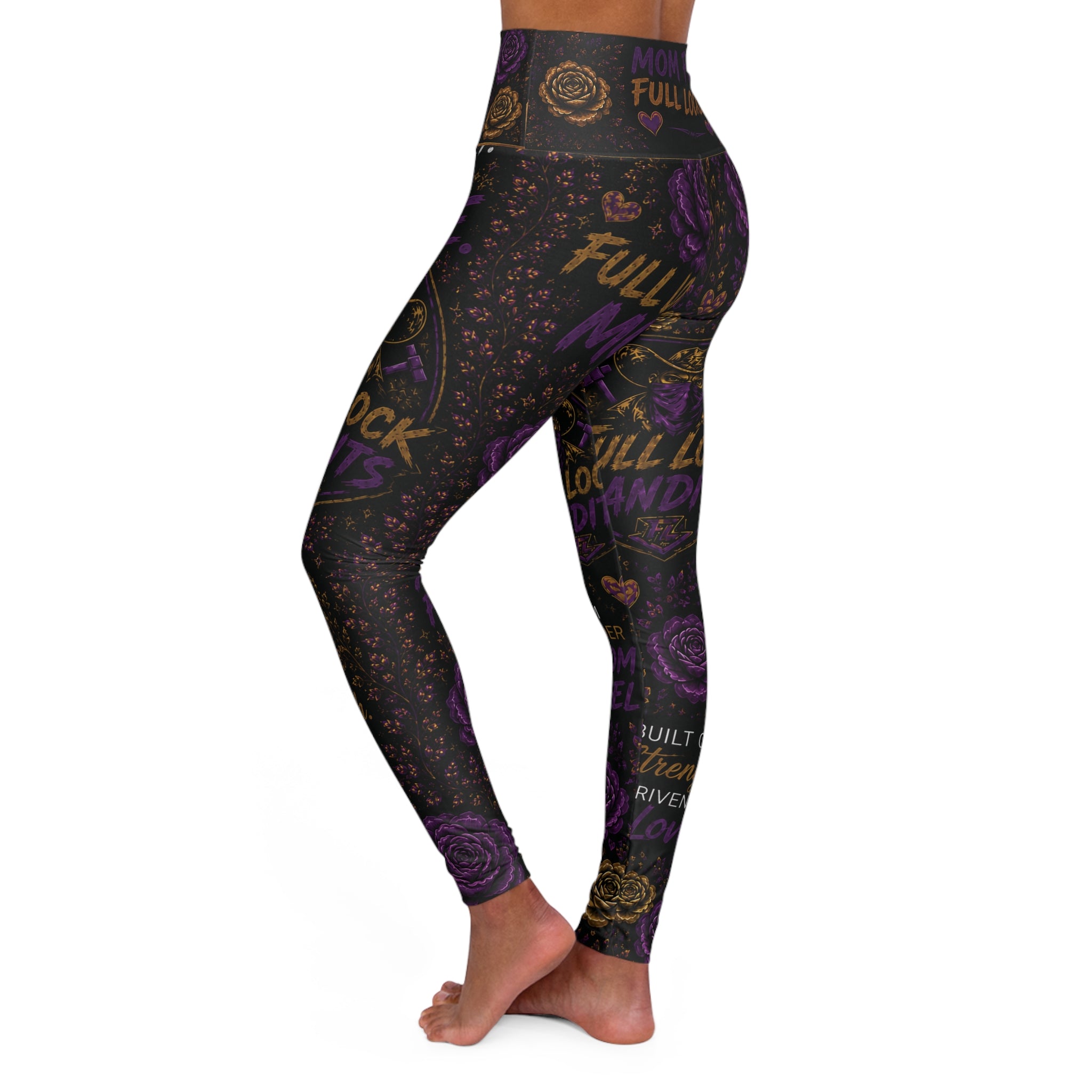 High-Waisted “Full Lock Mom” Yoga Leggings — Motivational Mom Fitness AOP